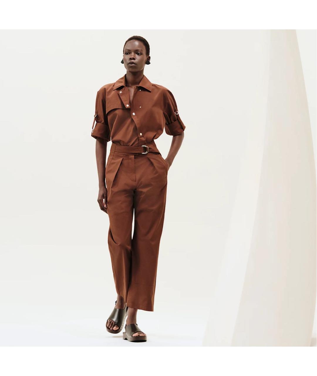 HERMES Коричневые хлопковые прямые брюки, фото 5