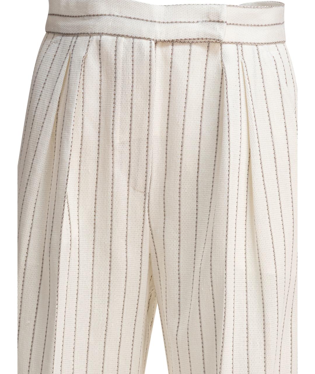 MAX MARA Белые хлопковые прямые брюки, фото 3