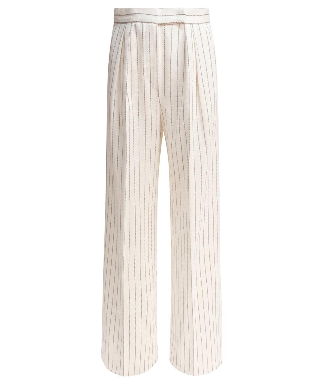 MAX MARA Белые хлопковые прямые брюки, фото 1