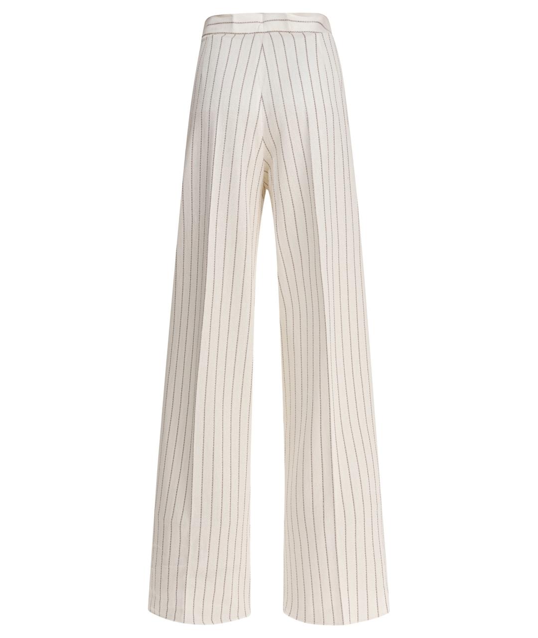 MAX MARA Белые хлопковые прямые брюки, фото 2