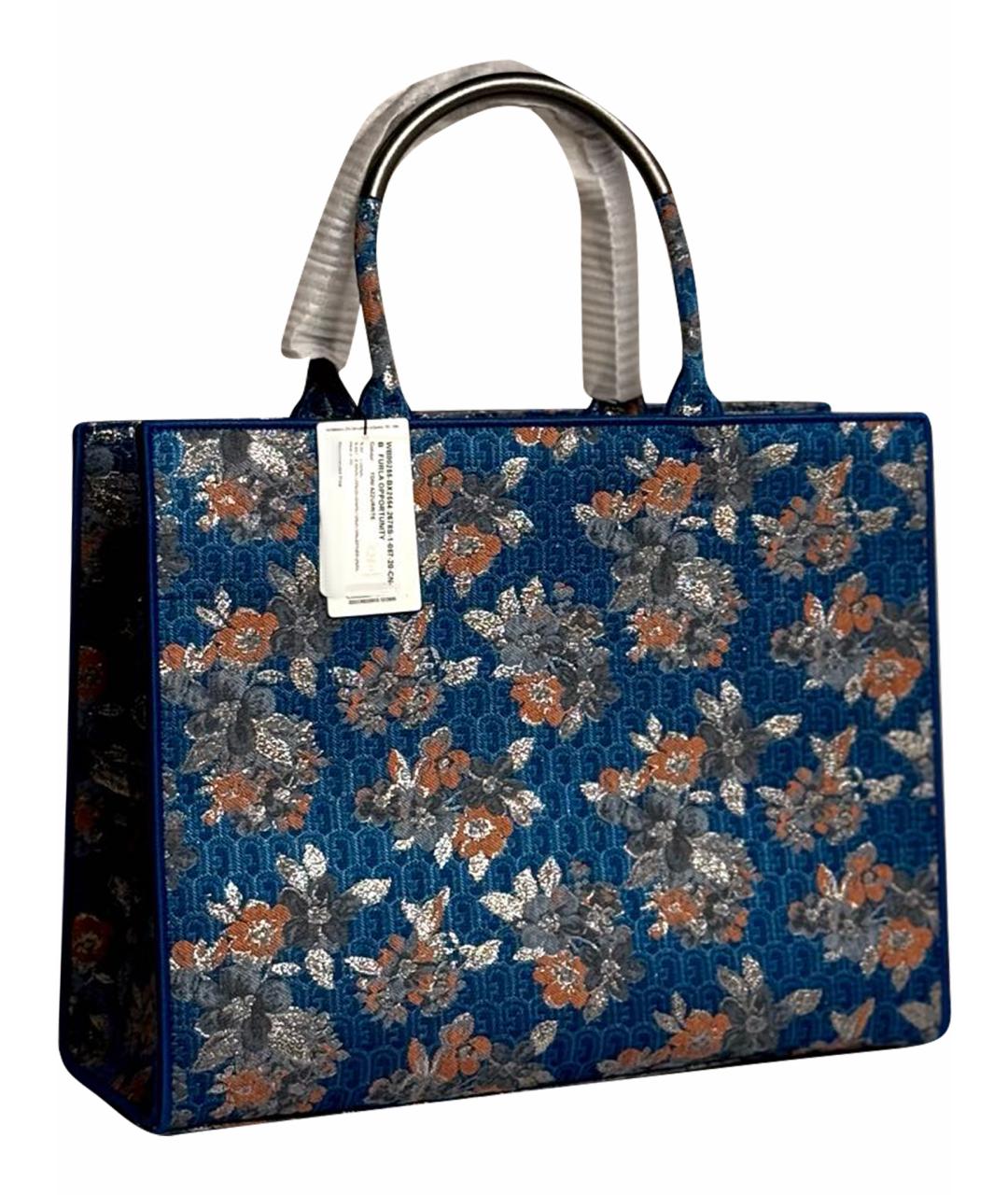 FURLA Синяя жаккардовая сумка тоут, фото 1