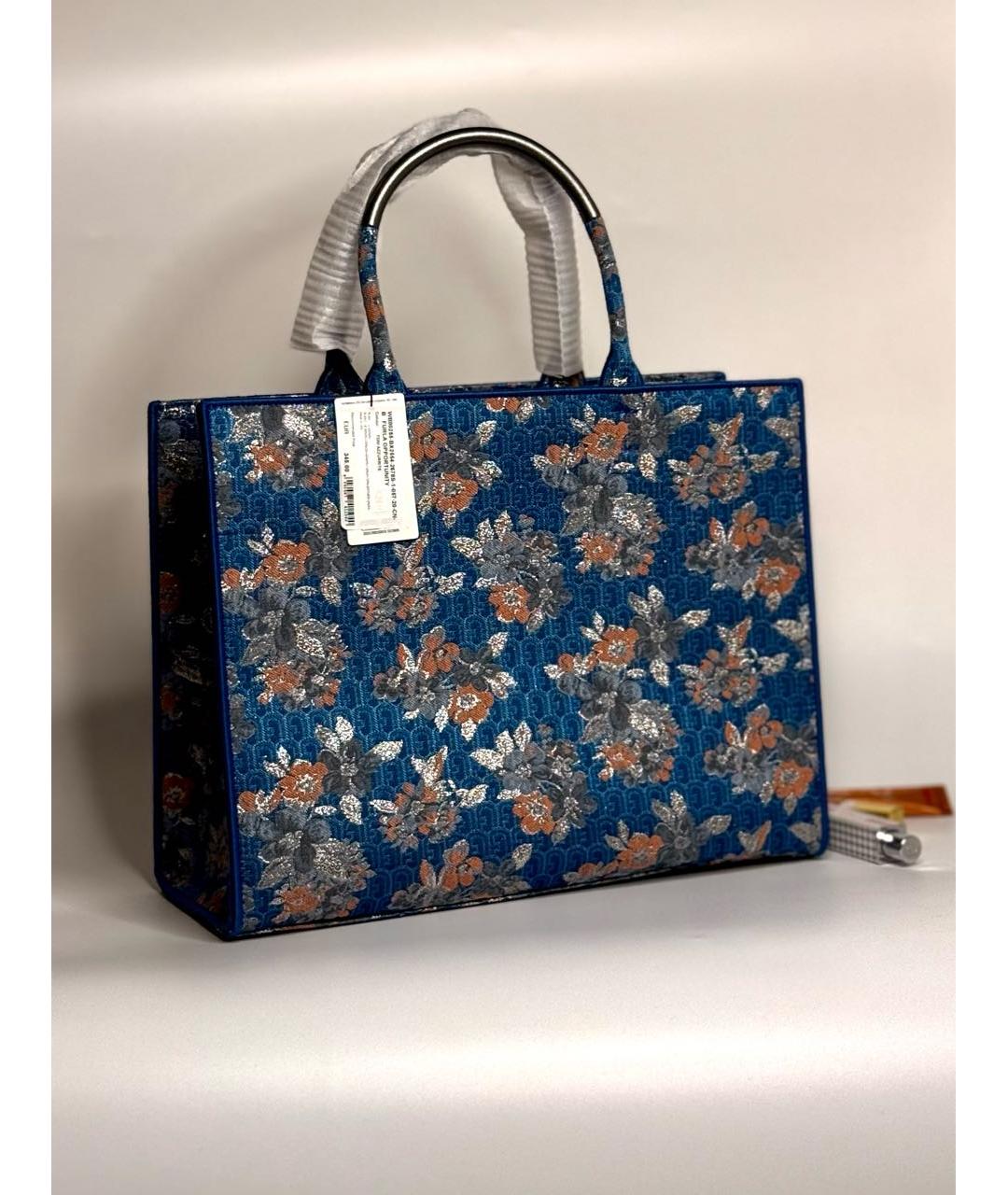 FURLA Синяя жаккардовая сумка тоут, фото 6