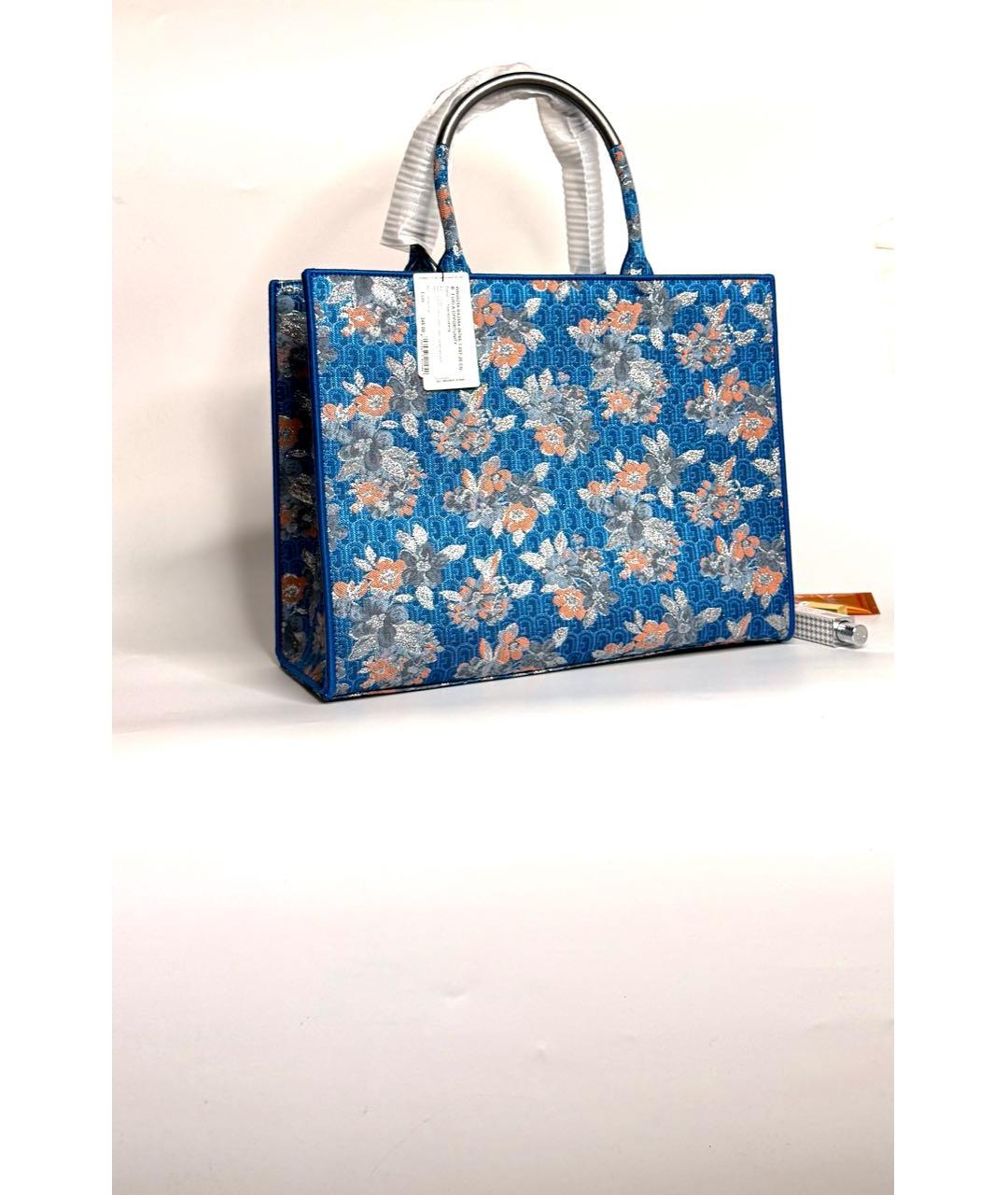 FURLA Синяя жаккардовая сумка тоут, фото 2