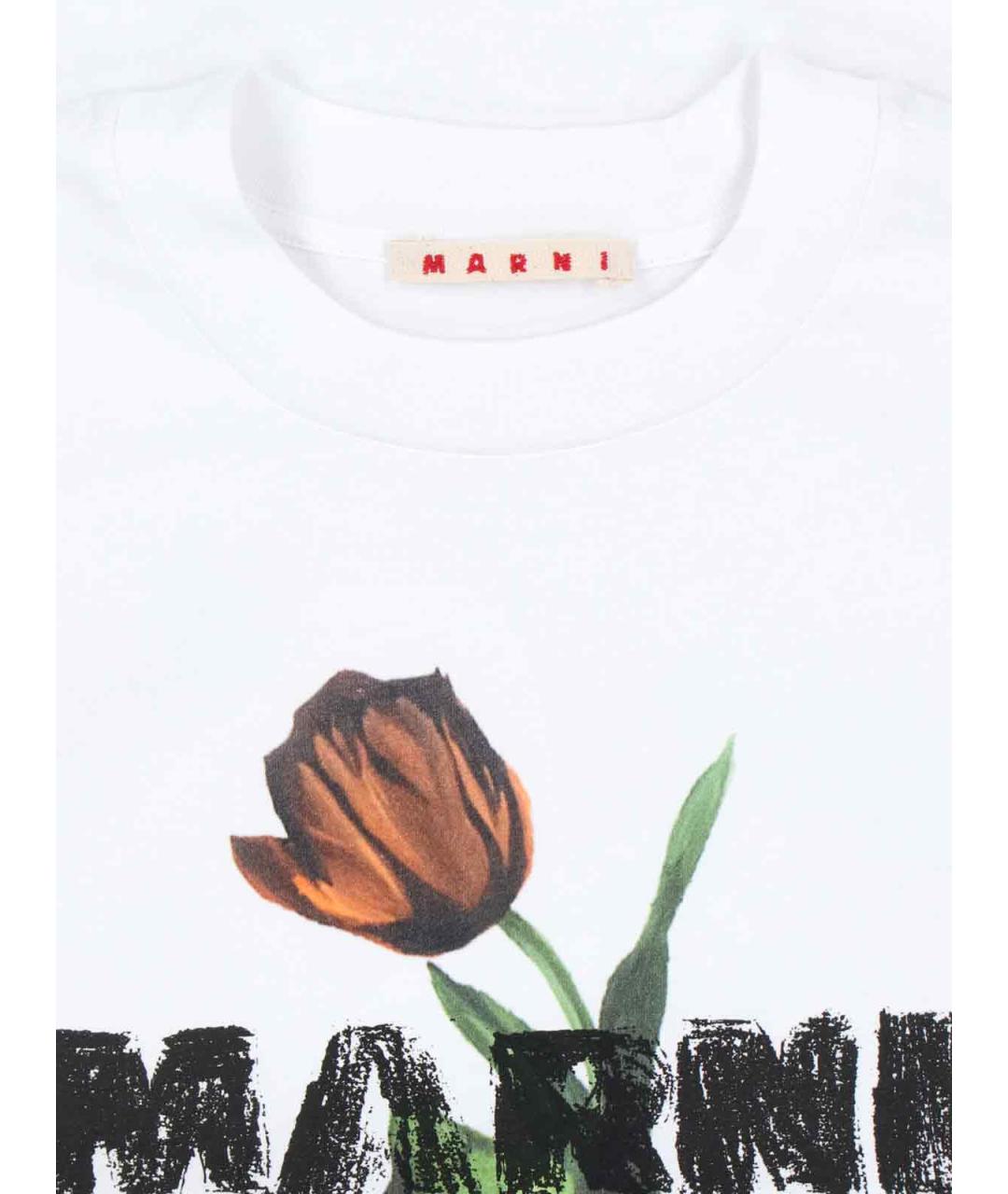 MARNI Белая хлопковая футболка, фото 3