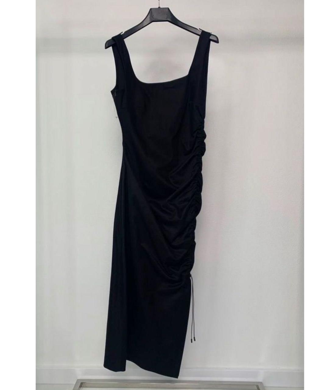 SPORTMAX Черное хлопко-эластановое повседневное платье, фото 9