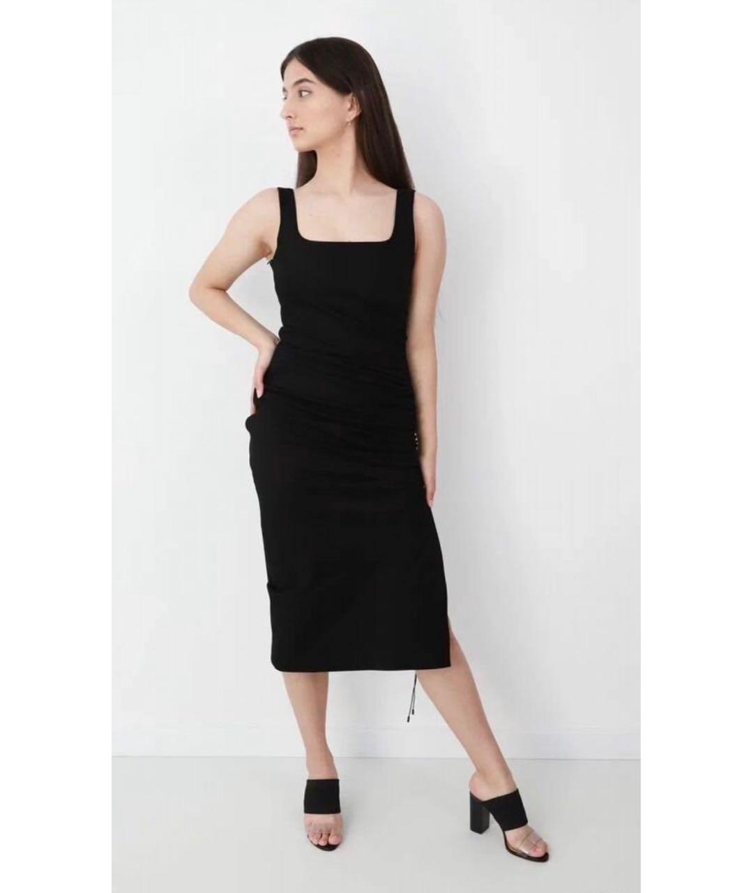 SPORTMAX Черное хлопко-эластановое повседневное платье, фото 8