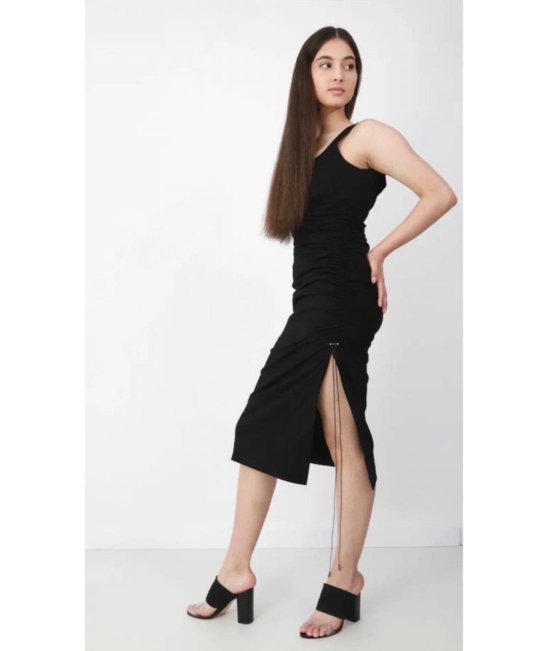 SPORTMAX Черное хлопко-эластановое повседневное платье, фото 7