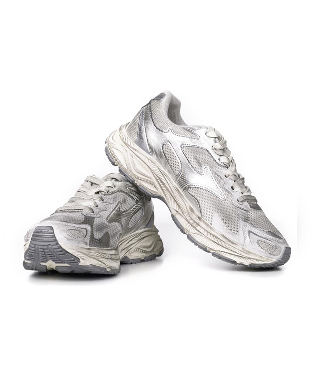 MIZUNO Серебряные текстильные кроссовки, фото 4