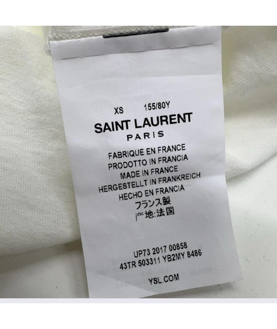 SAINT LAURENT Белая хлопковая футболка, фото 5