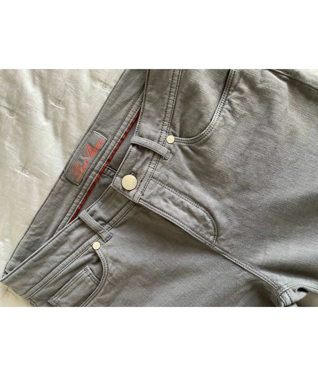 LORO PIANA Антрацитовые хлопковые прямые джинсы, фото 2