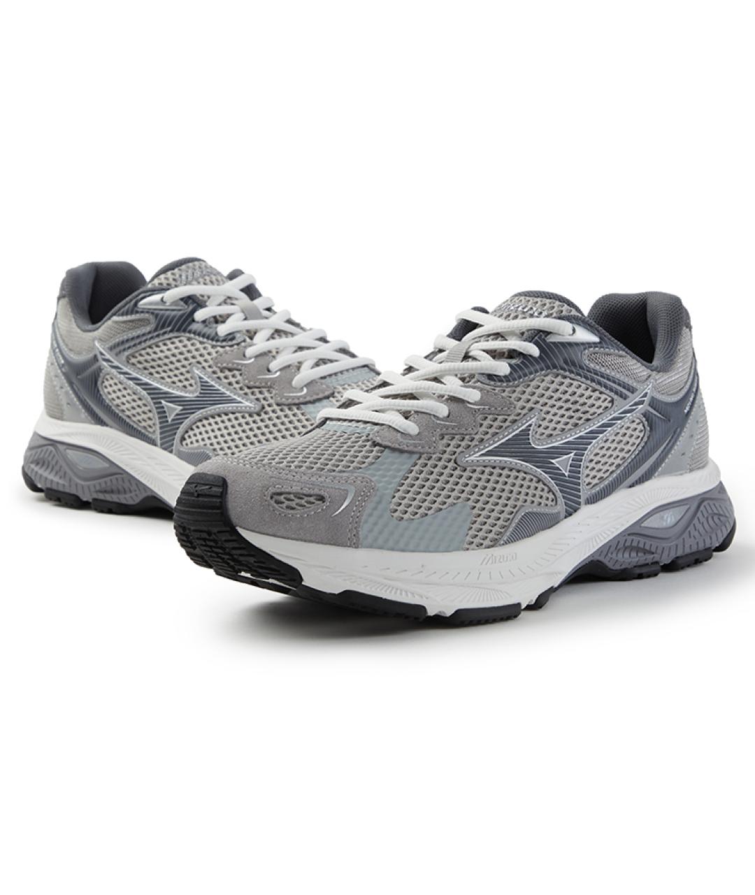 MIZUNO Серебряные кожаные кроссовки, фото 4