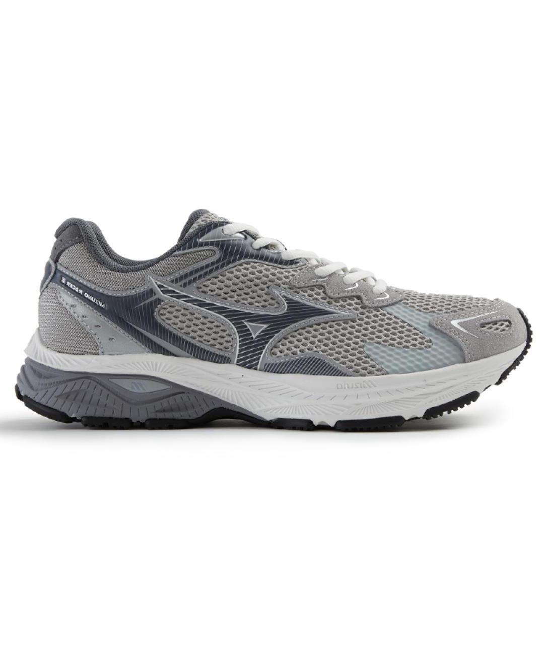 MIZUNO Серебряные кожаные кроссовки, фото 1