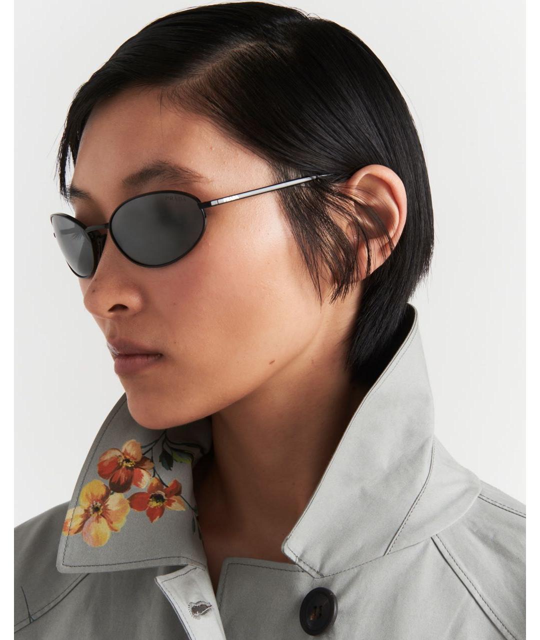 PRADA Черные металлические солнцезащитные очки, фото 2