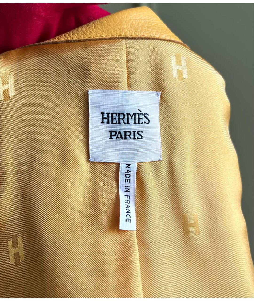 HERMES Желтая кожаная куртка, фото 7