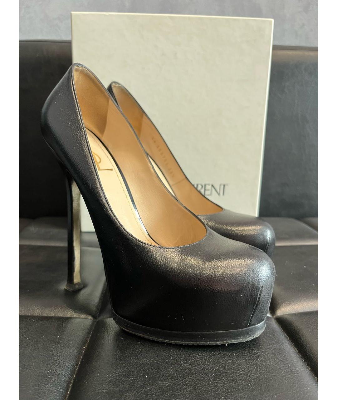 SAINT LAURENT Черные кожаные туфли, фото 2