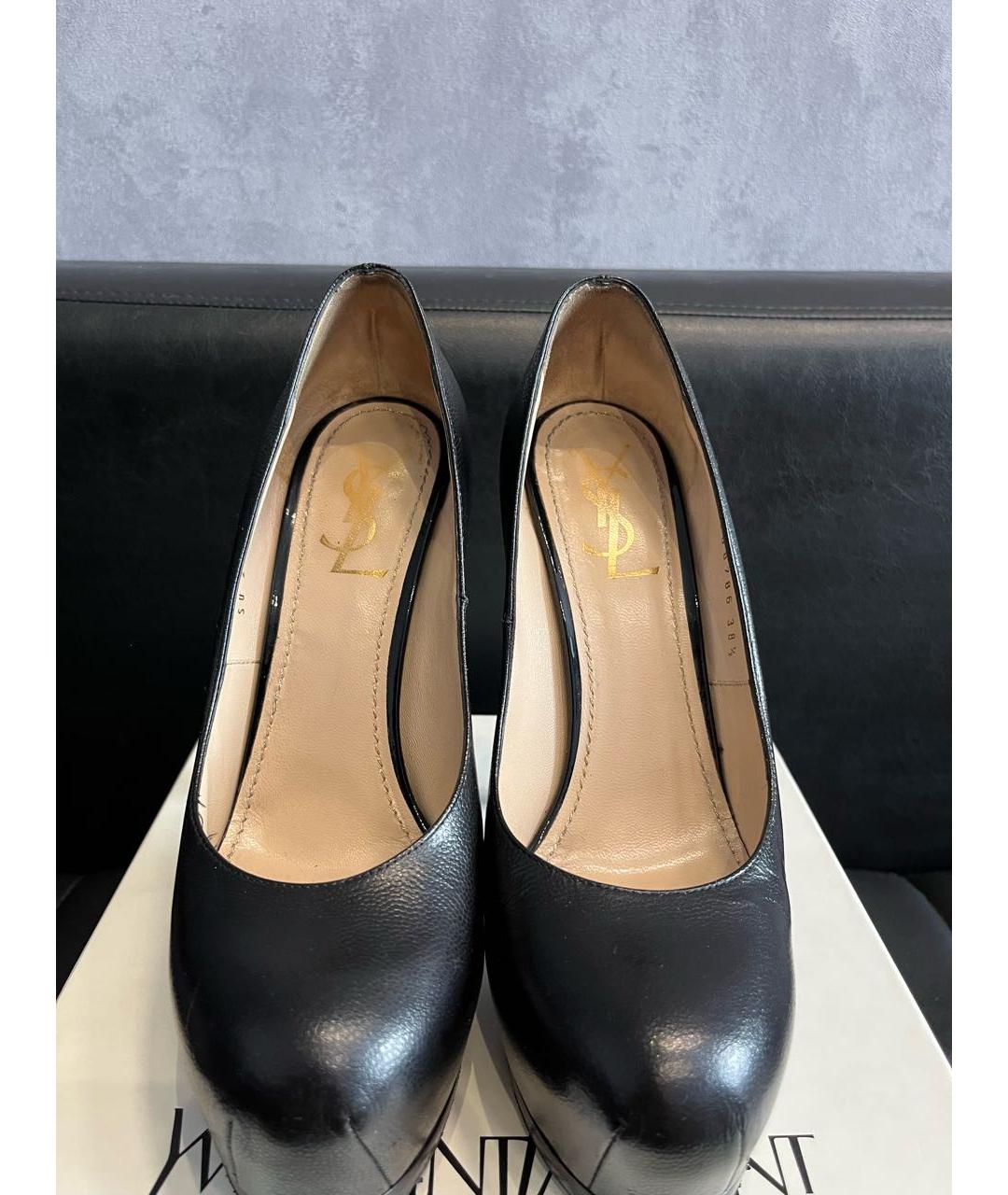 SAINT LAURENT Черные кожаные туфли, фото 5