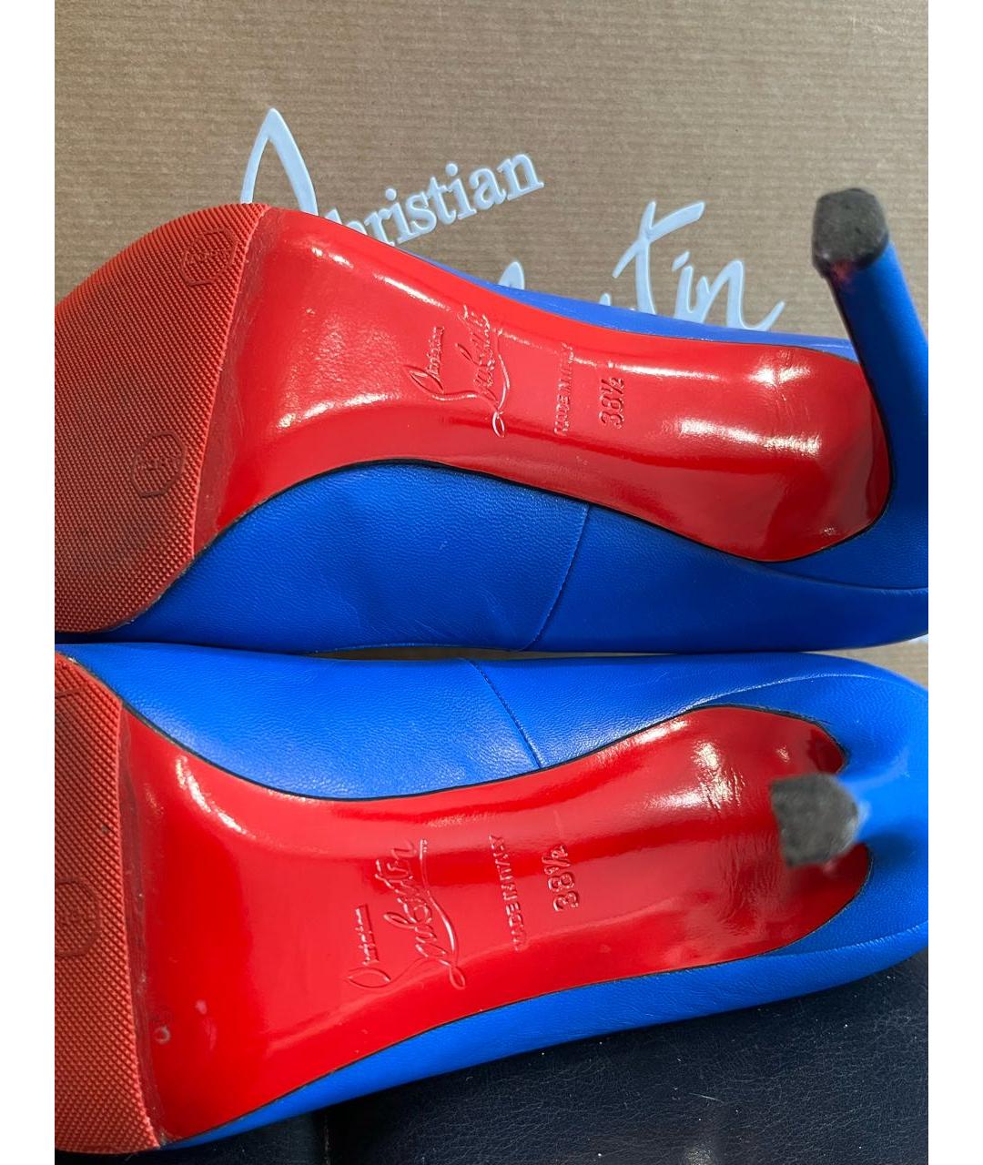 CHRISTIAN LOUBOUTIN Синие кожаные туфли, фото 6