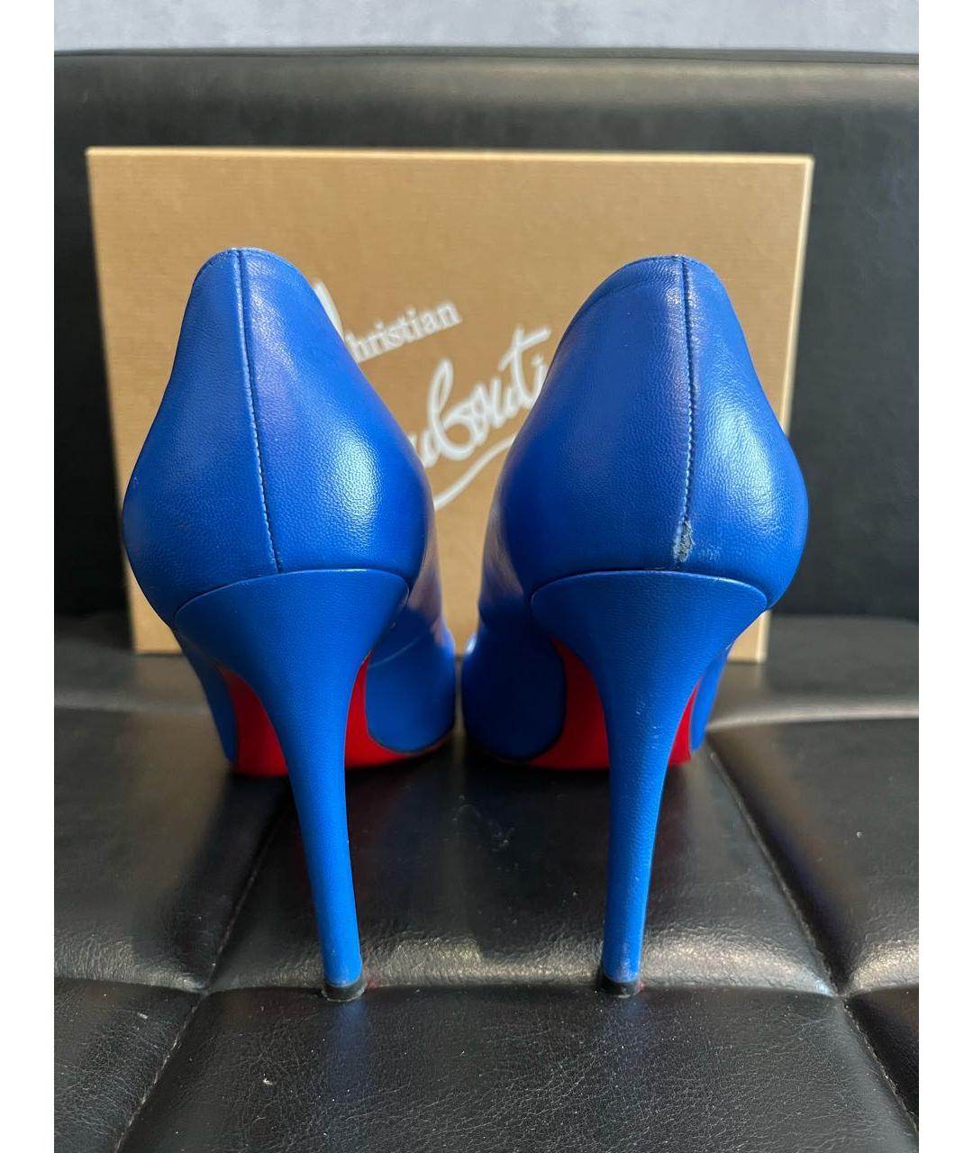 CHRISTIAN LOUBOUTIN Синие кожаные туфли, фото 3