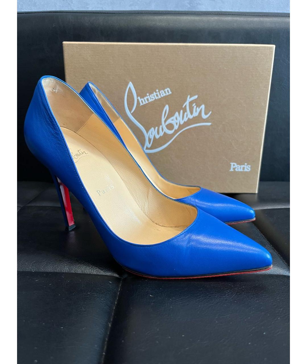CHRISTIAN LOUBOUTIN Синие кожаные туфли, фото 2