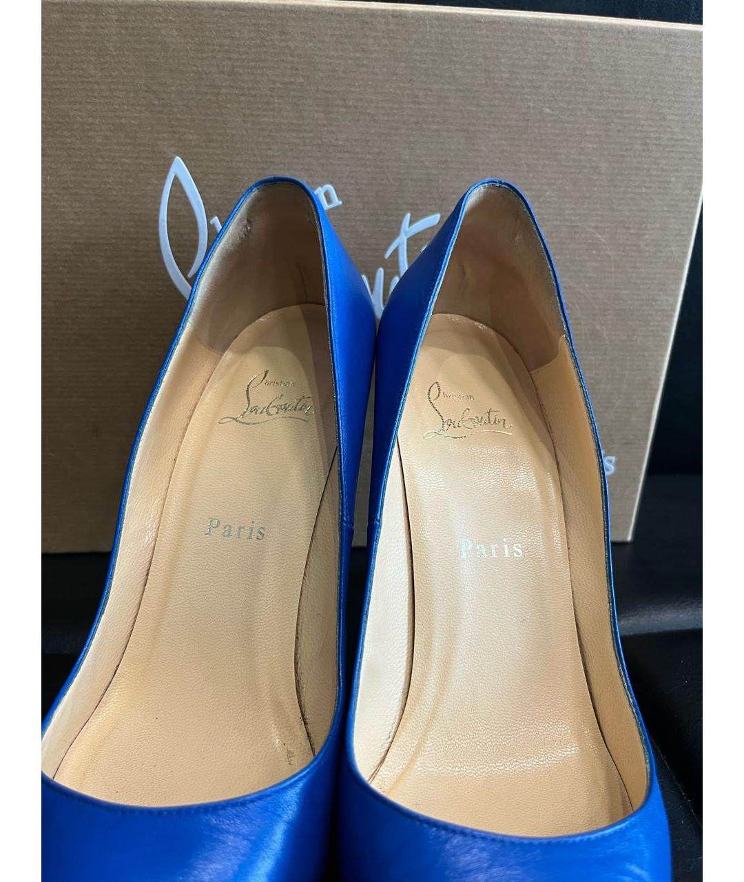 CHRISTIAN LOUBOUTIN Синие кожаные туфли, фото 5