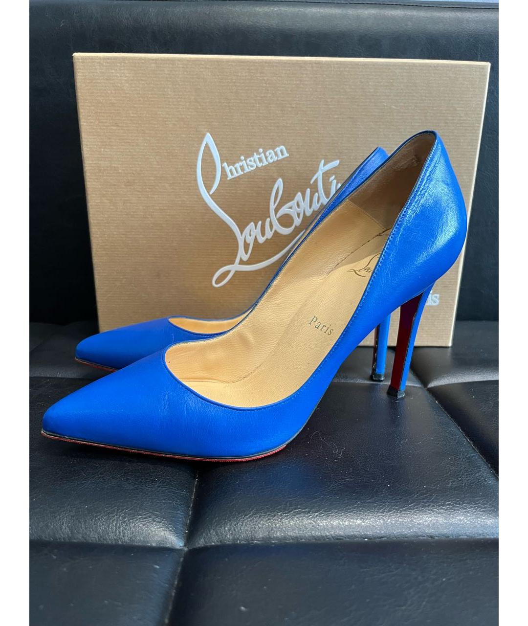 CHRISTIAN LOUBOUTIN Синие кожаные туфли, фото 4