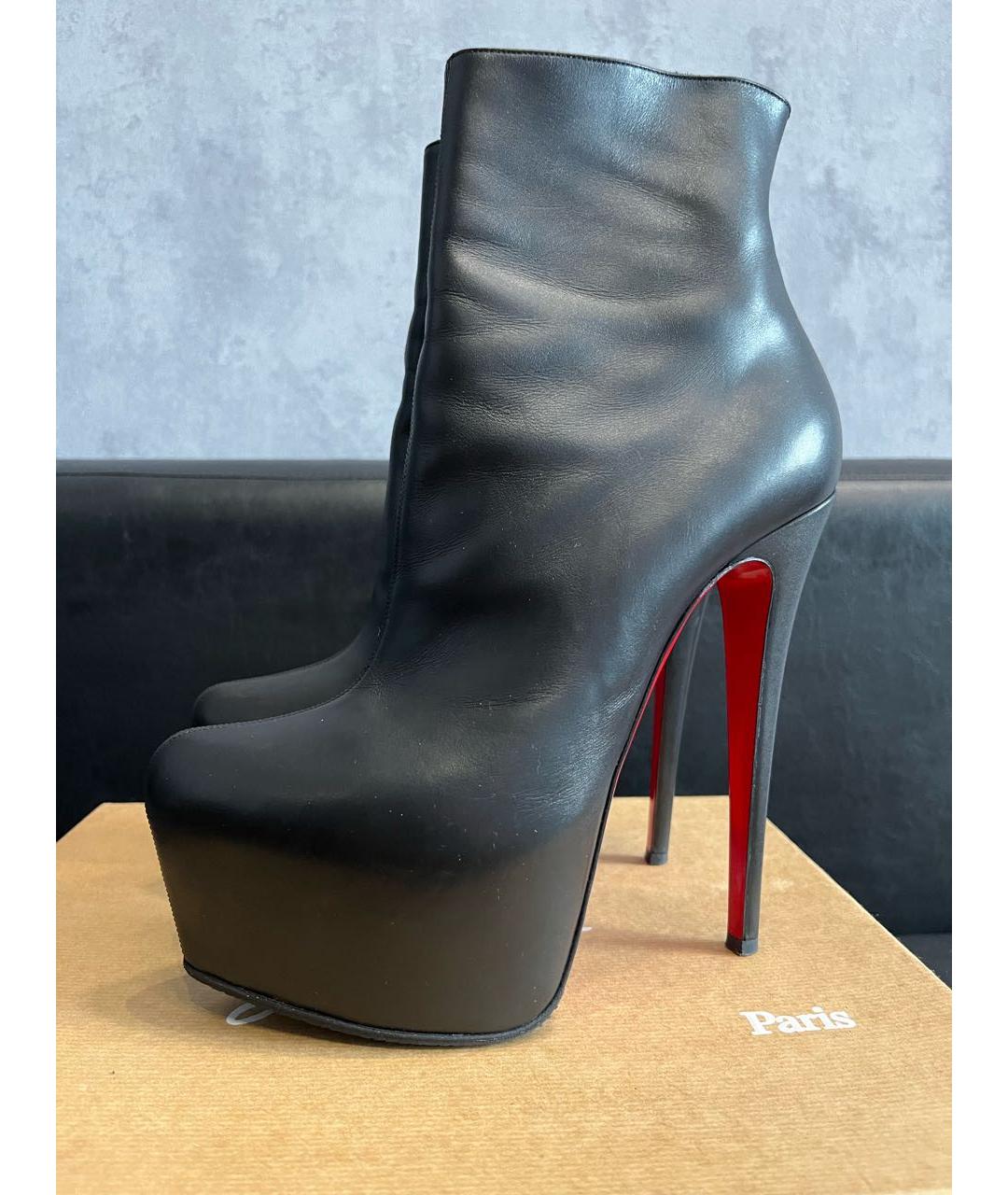 CHRISTIAN LOUBOUTIN Черные кожаные ботильоны, фото 4