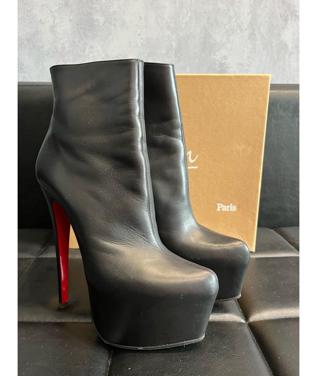 CHRISTIAN LOUBOUTIN Черные кожаные ботильоны, фото 2