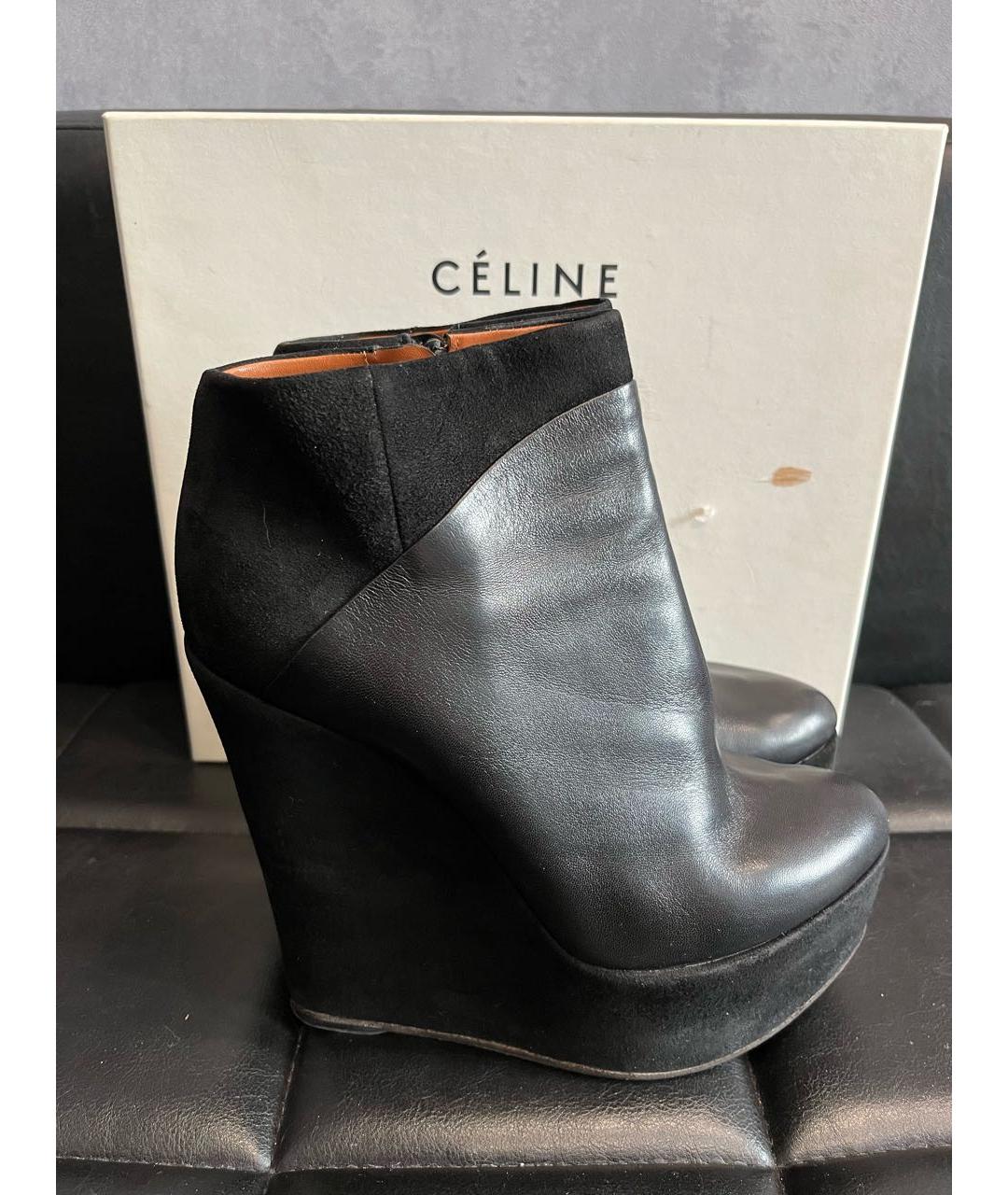 CELINE Черные кожаные ботильоны, фото 2