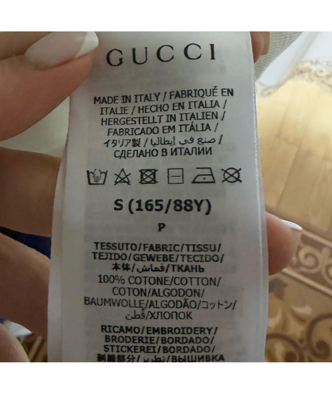 GUCCI Белая хлопковая футболка, фото 7