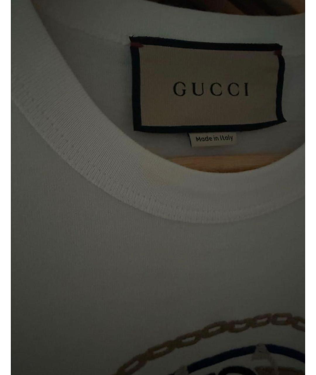GUCCI Белая хлопковая футболка, фото 5