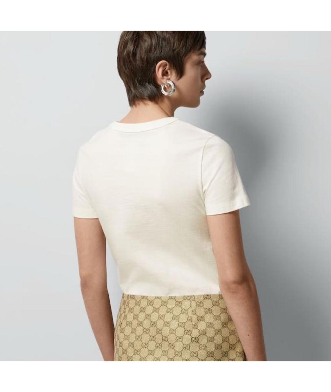 GUCCI Белая хлопковая футболка, фото 4