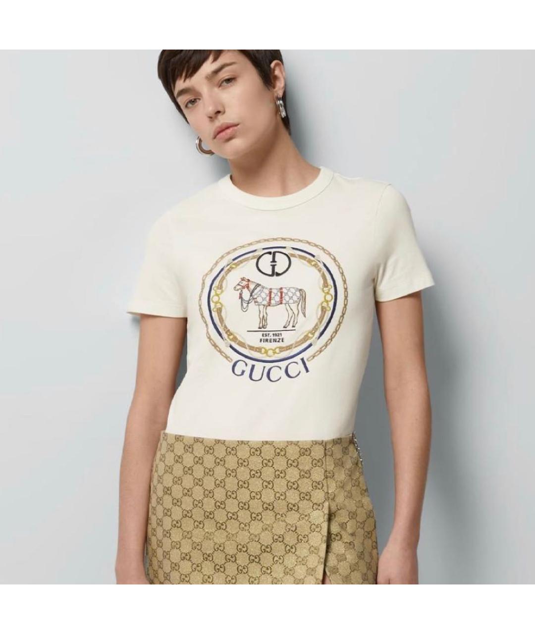 GUCCI Белая хлопковая футболка, фото 3