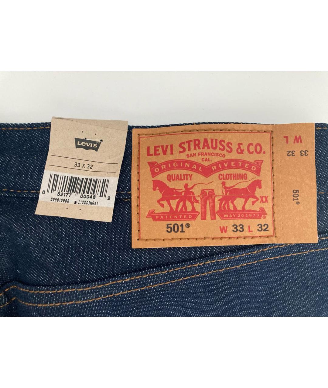 LEVI'S Темно-синие хлопковые прямые джинсы, фото 4