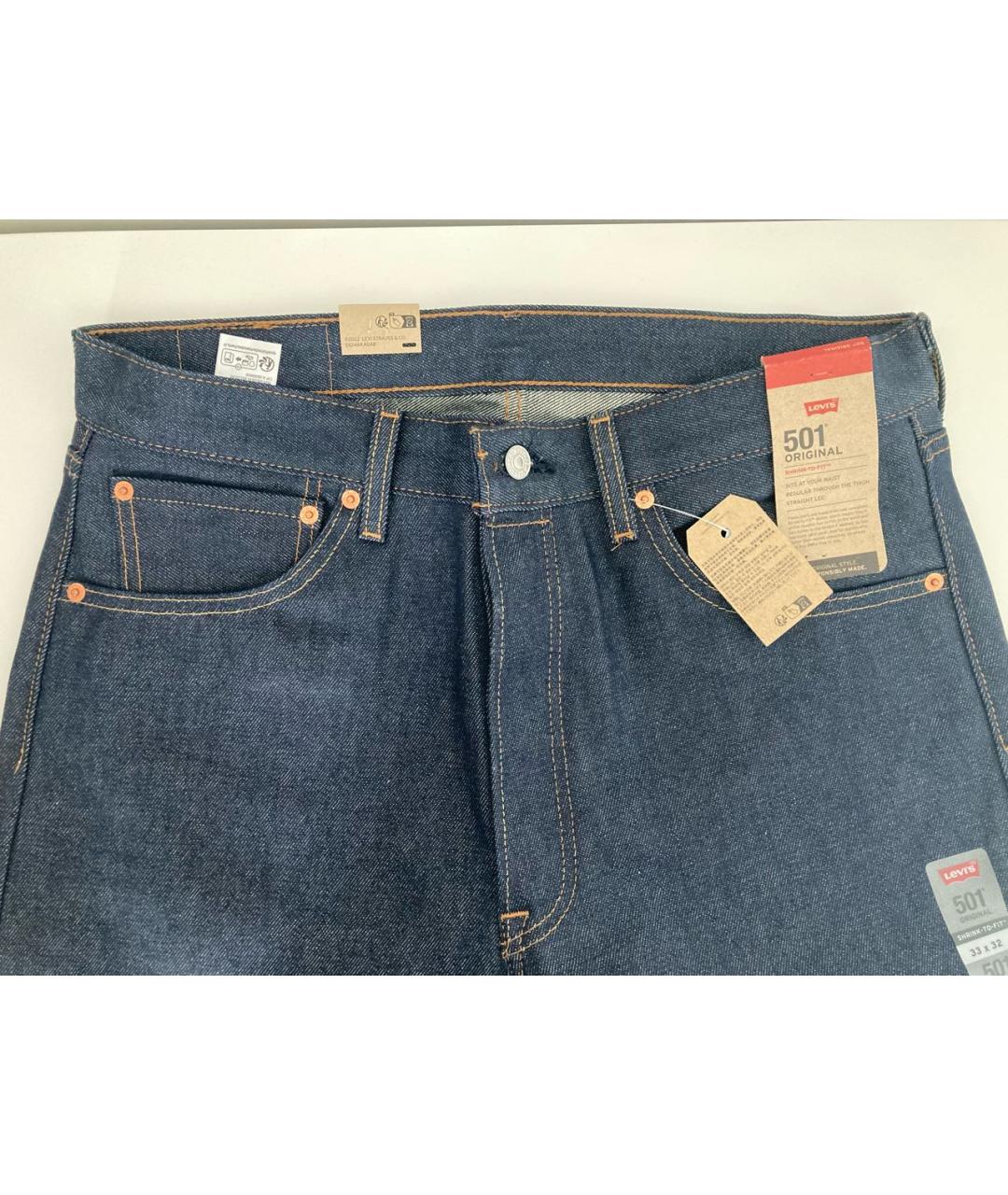 LEVI'S Темно-синие хлопковые прямые джинсы, фото 3
