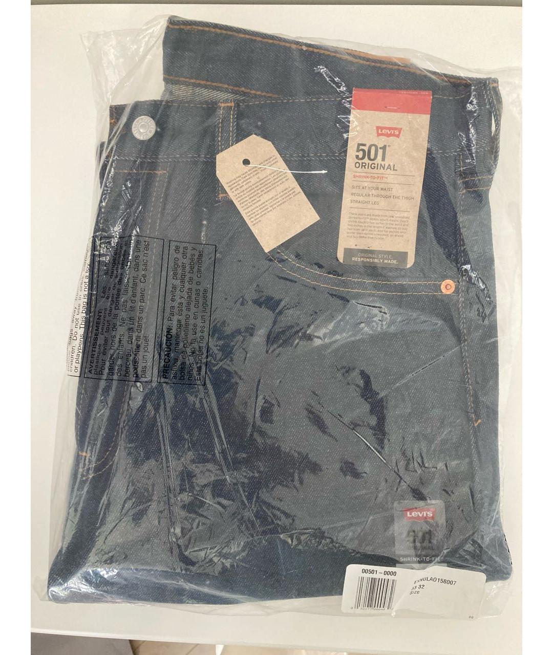 LEVI'S Темно-синие хлопковые прямые джинсы, фото 5