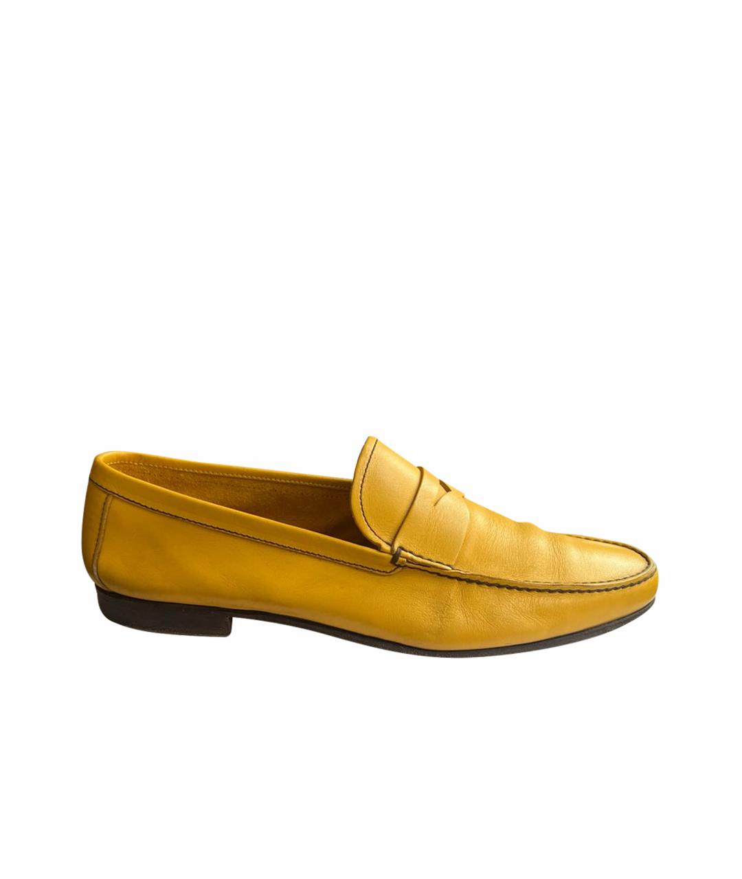 PRADA Желтые кожаные лоферы, фото 1
