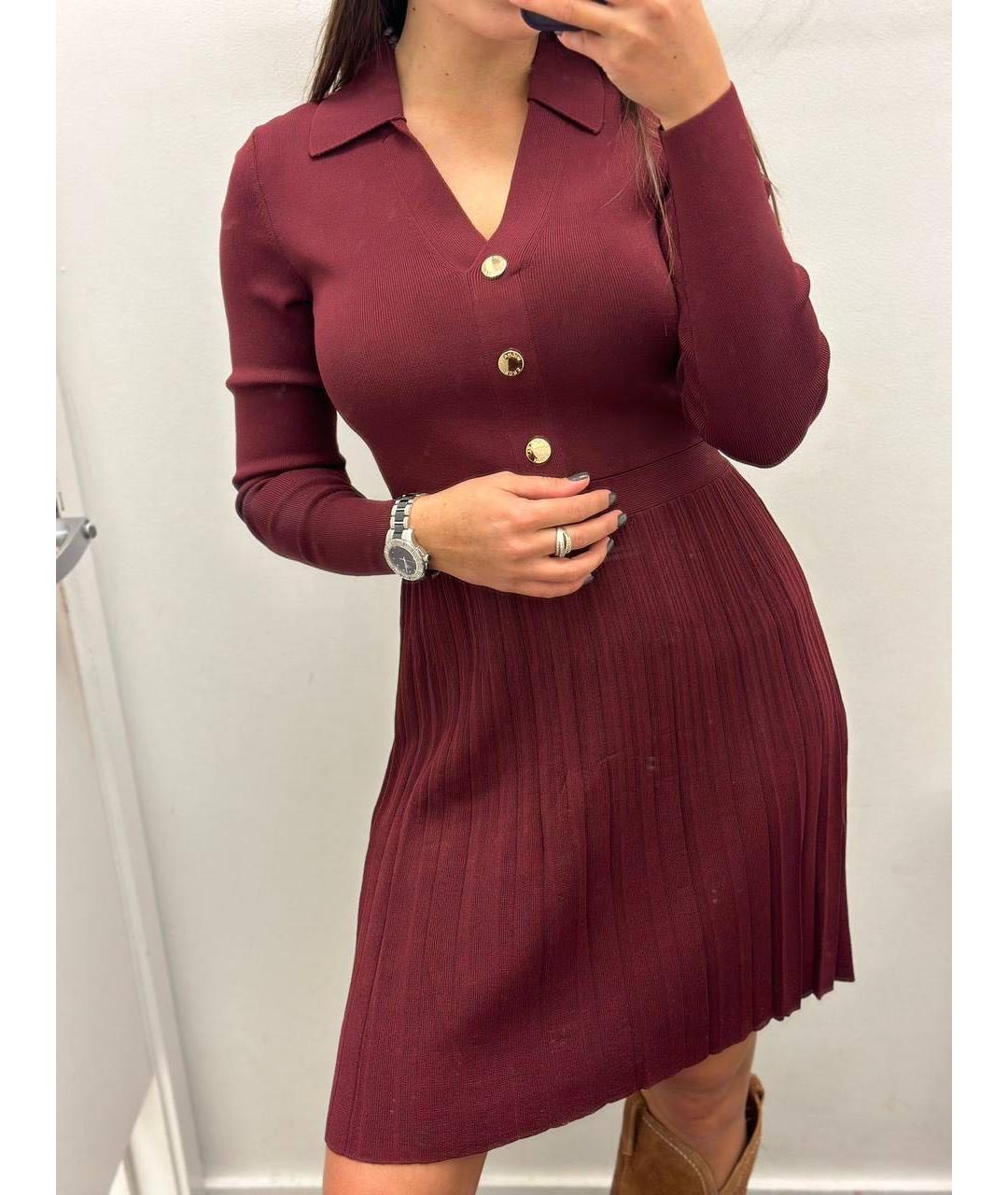 MICHAEL KORS Бордовое вискозное повседневное платье, фото 3