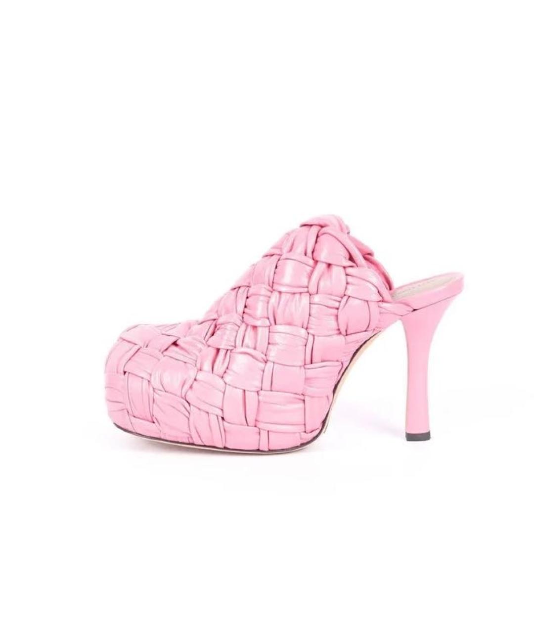 BOTTEGA VENETA Розовые кожаные сабо, фото 4