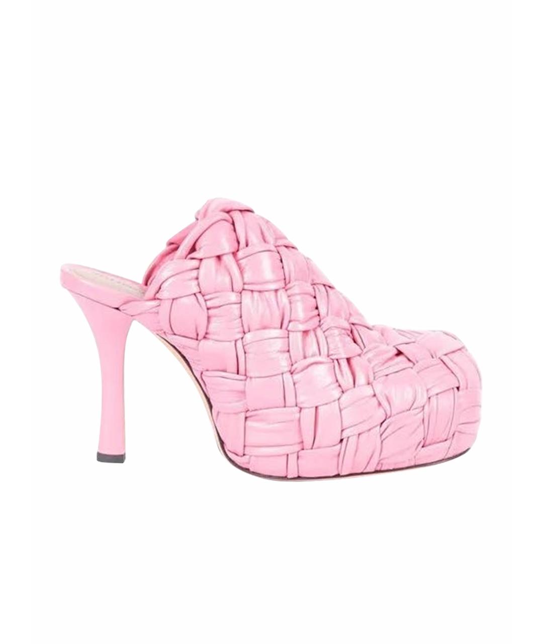BOTTEGA VENETA Розовые кожаные сабо, фото 1