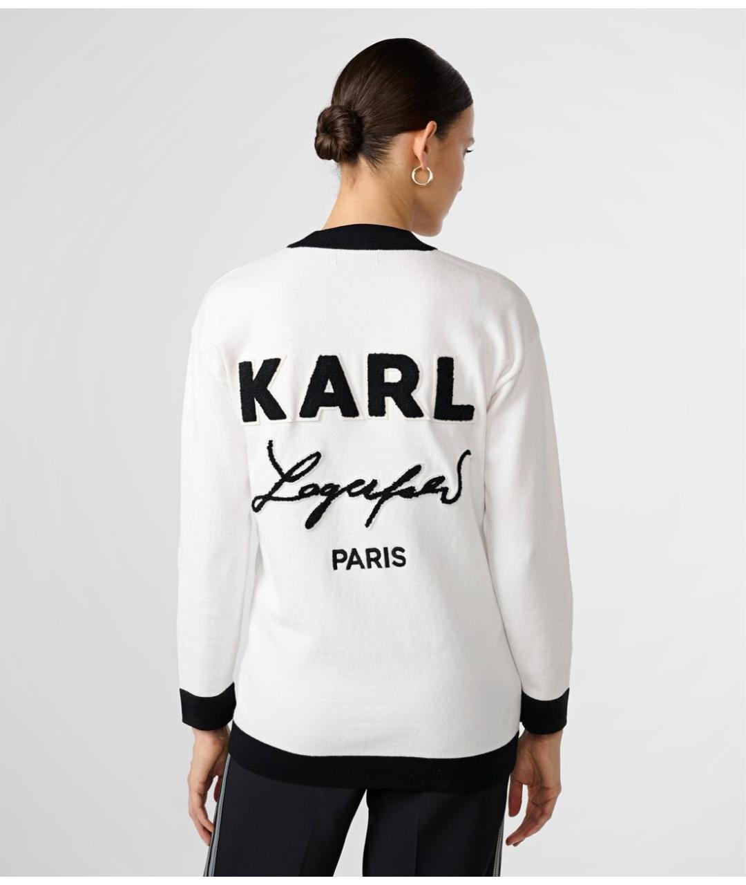 KARL LAGERFELD Белый хлопко-эластановый кардиган, фото 4