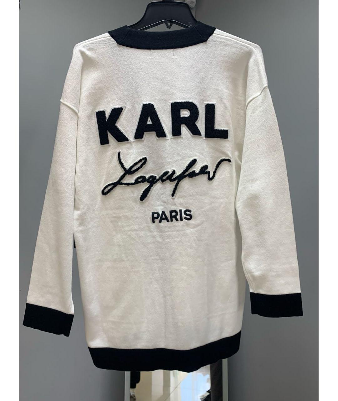KARL LAGERFELD Белый хлопко-эластановый кардиган, фото 2