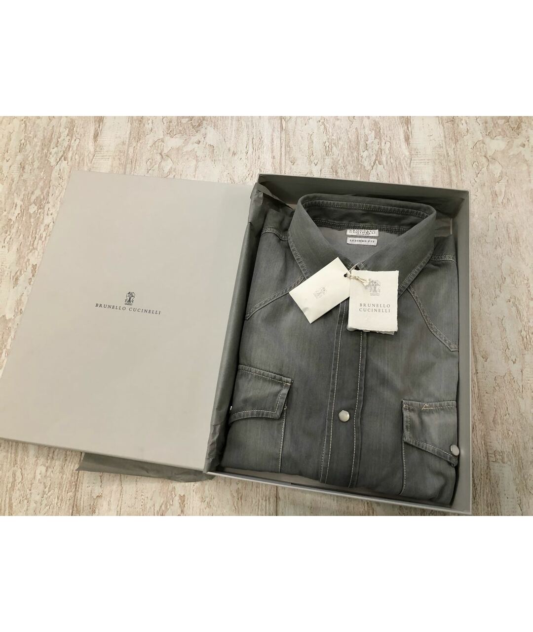 BRUNELLO CUCINELLI Серая хлопковая кэжуал рубашка, фото 6
