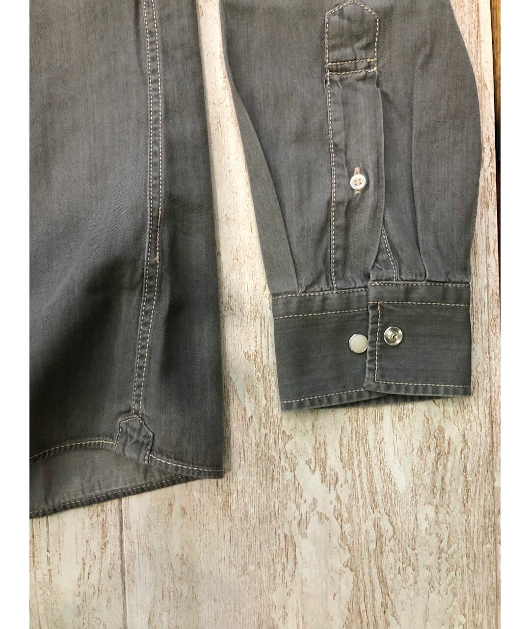 BRUNELLO CUCINELLI Серая хлопковая кэжуал рубашка, фото 5