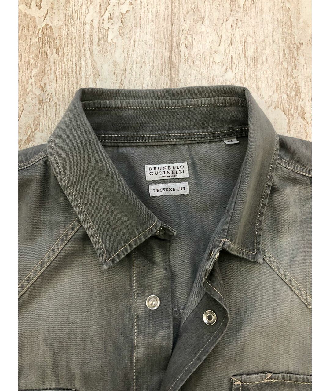 BRUNELLO CUCINELLI Серая хлопковая кэжуал рубашка, фото 7