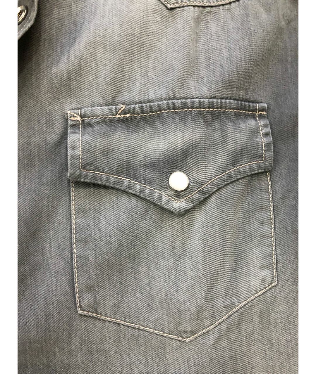 BRUNELLO CUCINELLI Серая хлопковая кэжуал рубашка, фото 4