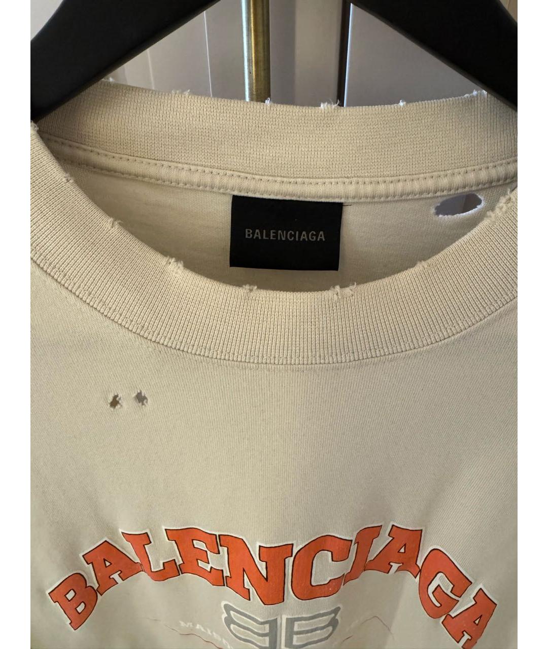 BALENCIAGA Бежевая хлопковая футболка, фото 3
