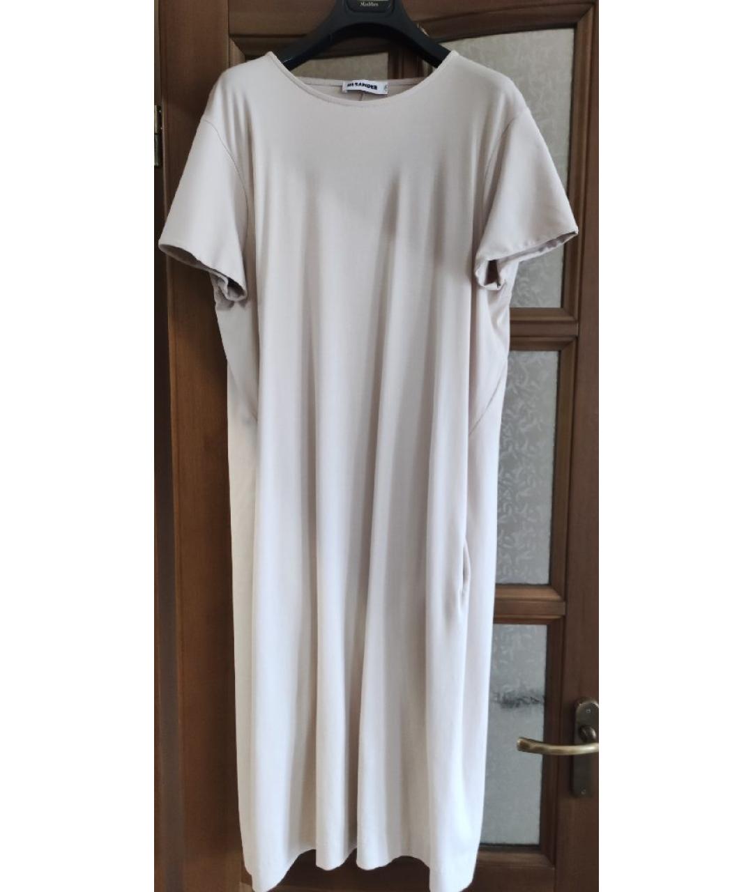 JIL SANDER Бежевое хлопковое повседневное платье, фото 9