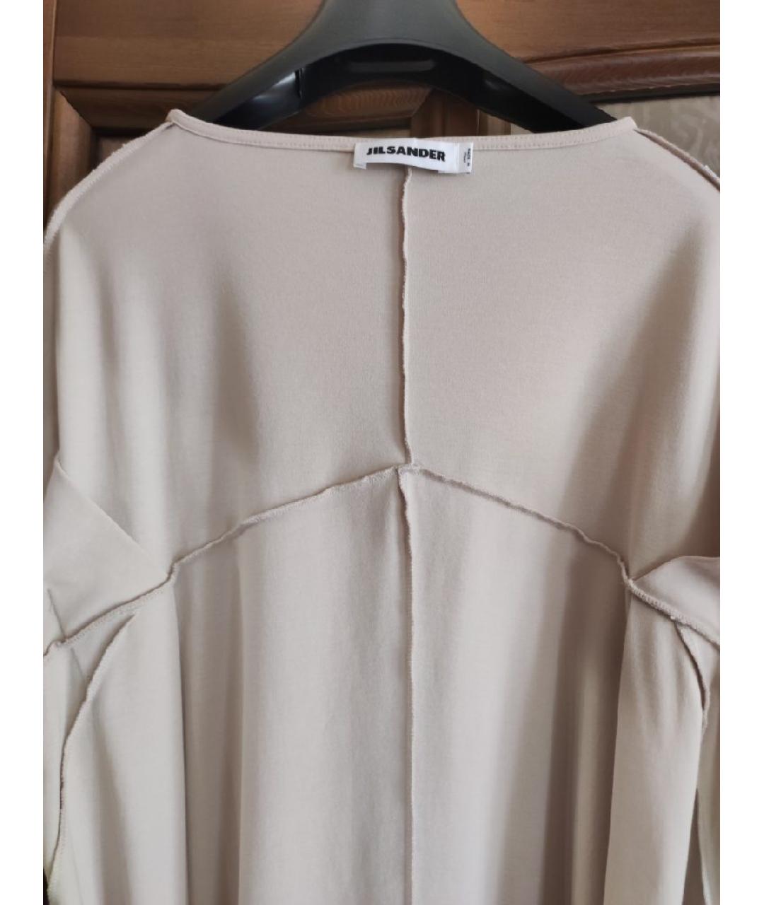 JIL SANDER Бежевое хлопковое повседневное платье, фото 3