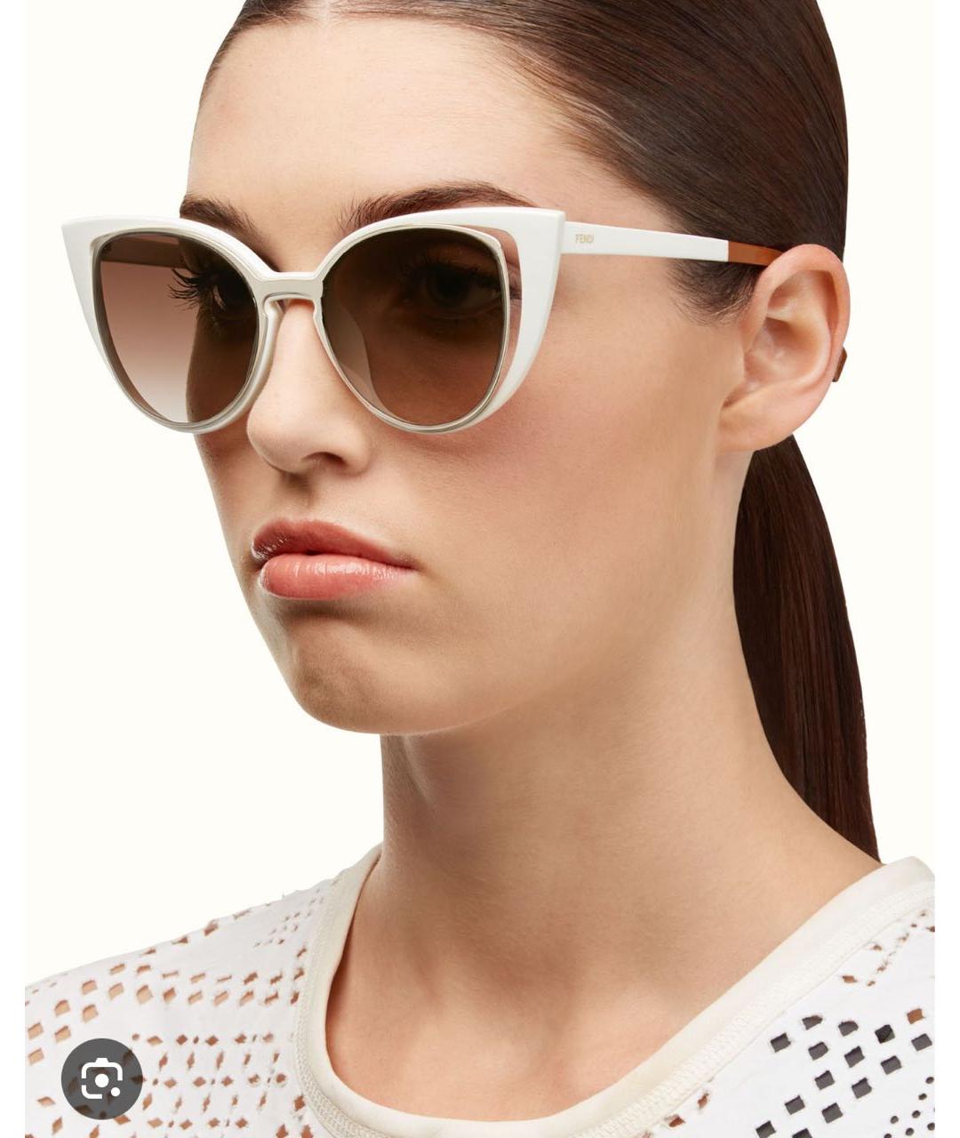 FENDI Белые пластиковые солнцезащитные очки, фото 7