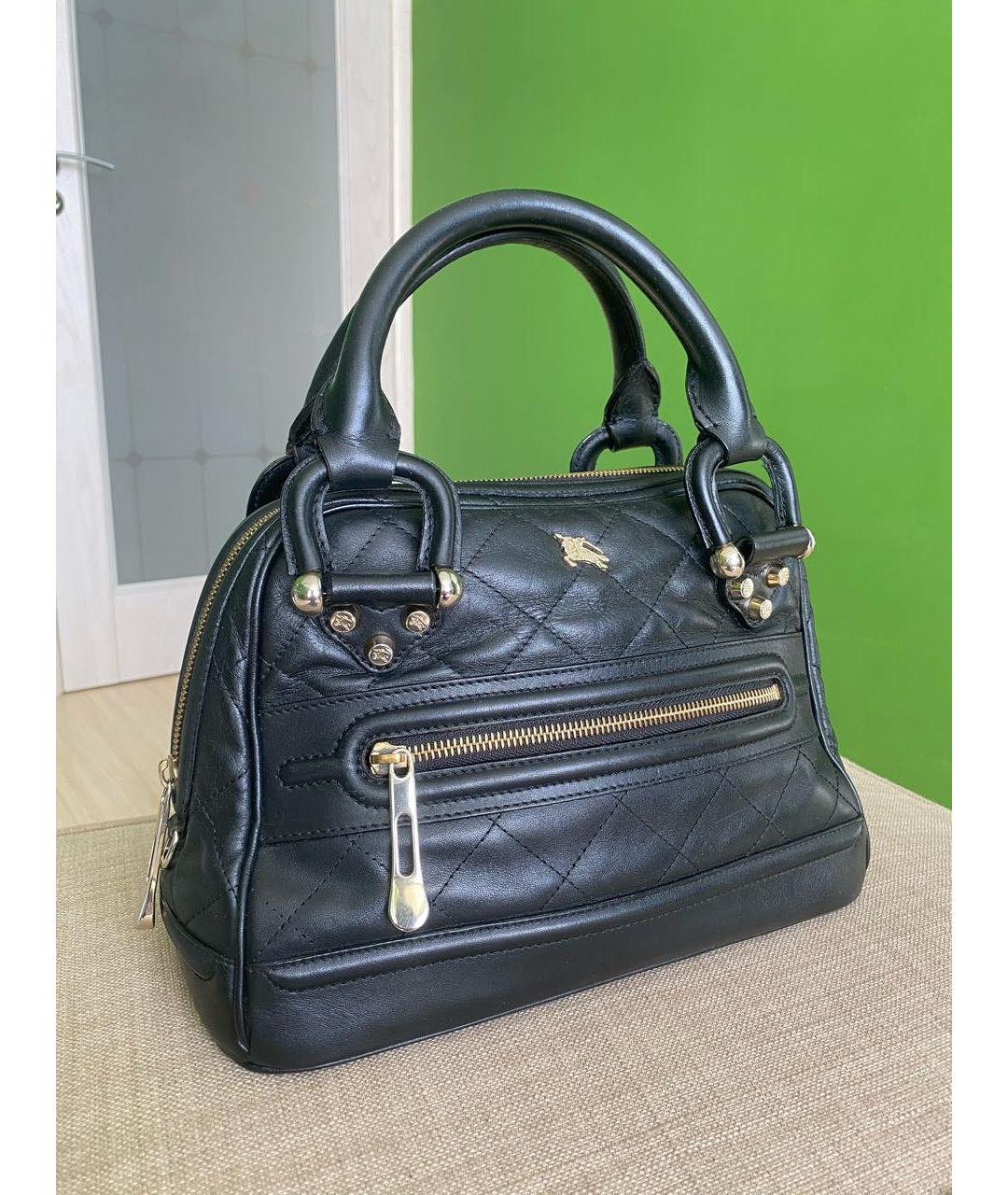 BURBERRY VINTAGE Черная кожаная сумка с короткими ручками, фото 4